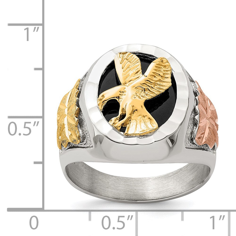 Sterling Silver Landstrom'S Mt. Rushmore Black Hills 12K Gold Accents Antiqued Eagle Ring