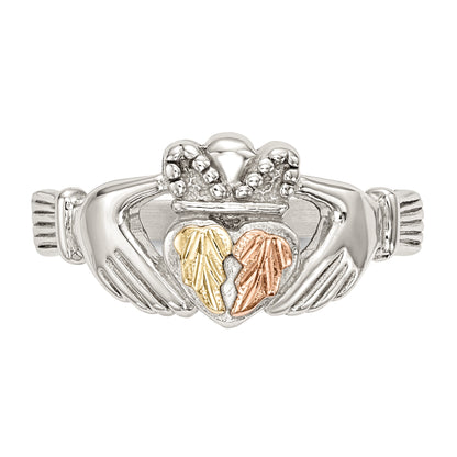 Sterling Silver Landstrom'S Mt. Rushmore Black Hills 12K Gold Accents Claddagh Ring