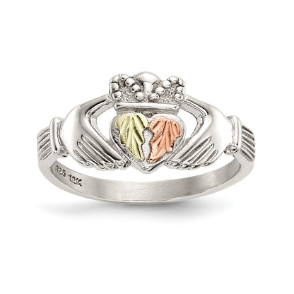 Sterling Silver Landstrom'S Mt. Rushmore Black Hills 12K Gold Accents Claddagh Ring