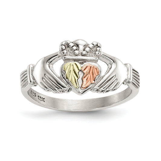 Sterling Silver Landstrom'S Mt. Rushmore Black Hills 12K Gold Accents Claddagh Ring