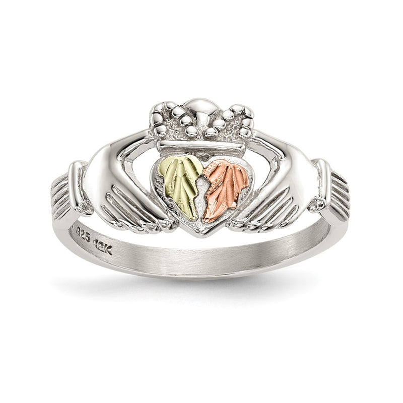Sterling Silver Landstrom'S Mt. Rushmore Black Hills 12K Gold Accents Claddagh Ring