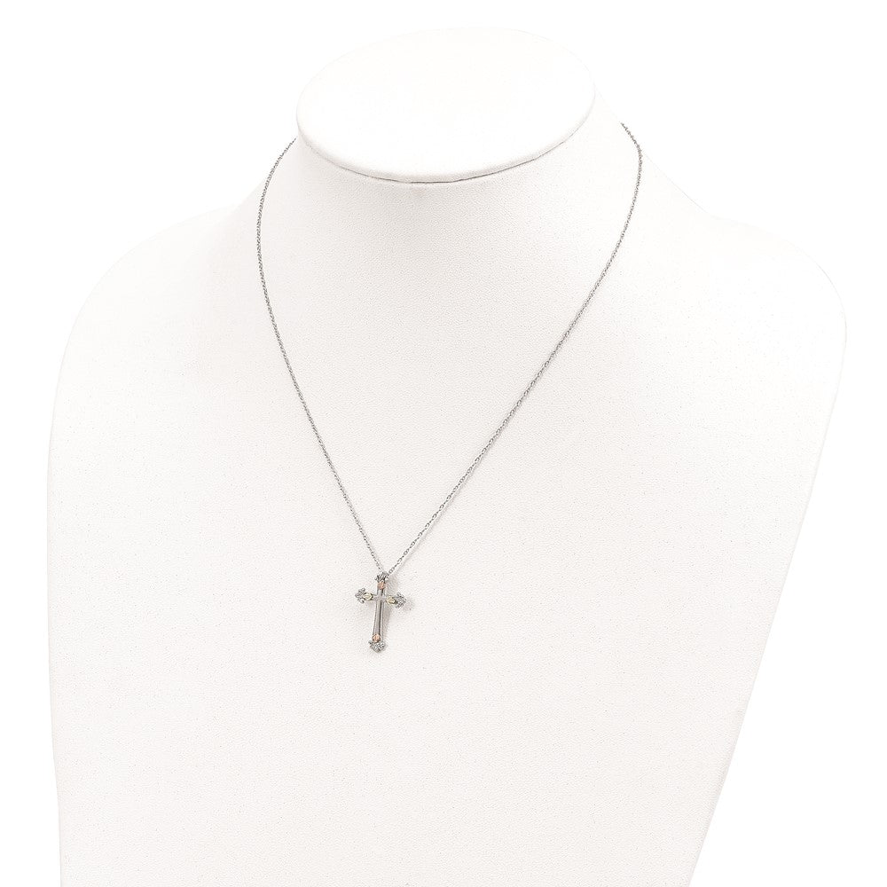 Sterling Silver Landstrom'S Mt. Rushmore Black Hills 12K Gold Accents Cross 18 Inch Spring Ring Clasp Necklace