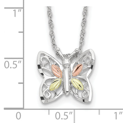Sterling Silver Landstrom'S Mt. Rushmore Black Hills 12K Gold Accents Butterfly 18 Inch Spring Ring Clasp Necklace