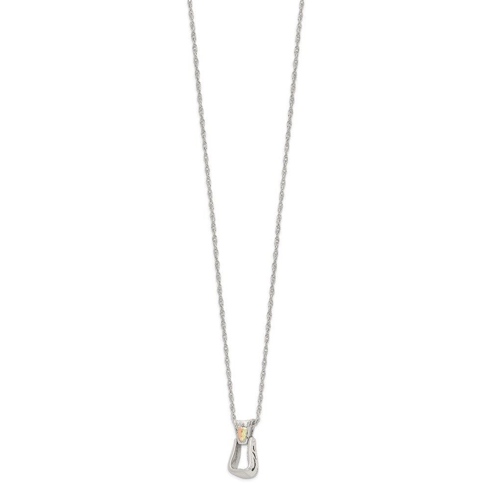 Sterling Silver Landstrom'S Mt. Rushmore Black Hills 12K Gold Accents Stirrup 18 Inch Spring Ring Clasp Necklace