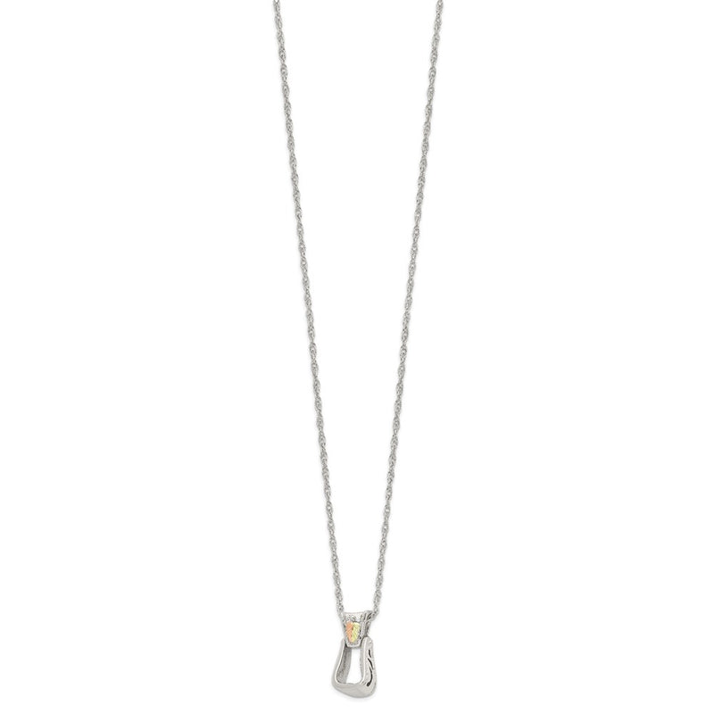 Sterling Silver Landstrom'S Mt. Rushmore Black Hills 12K Gold Accents Stirrup 18 Inch Spring Ring Clasp Necklace