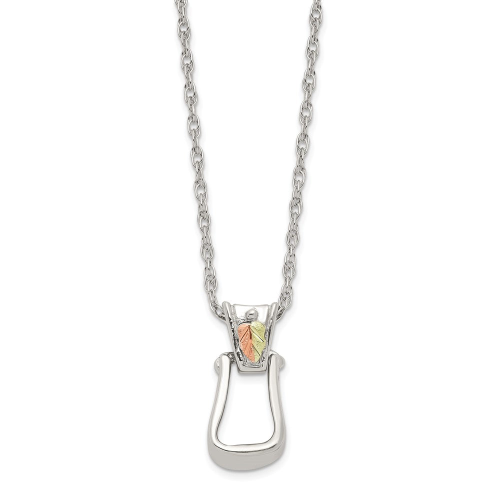 Sterling Silver Landstrom'S Mt. Rushmore Black Hills 12K Gold Accents Stirrup 18 Inch Spring Ring Clasp Necklace