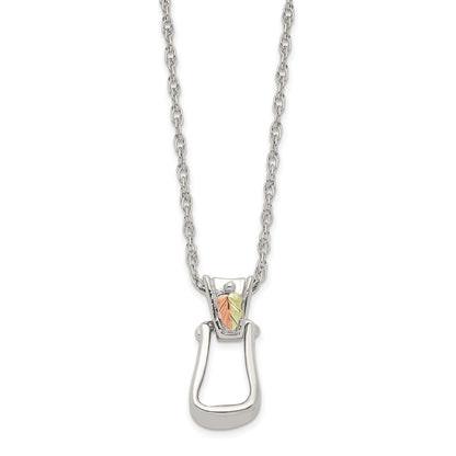 Sterling Silver Landstrom'S Mt. Rushmore Black Hills 12K Gold Accents Stirrup 18 Inch Spring Ring Clasp Necklace