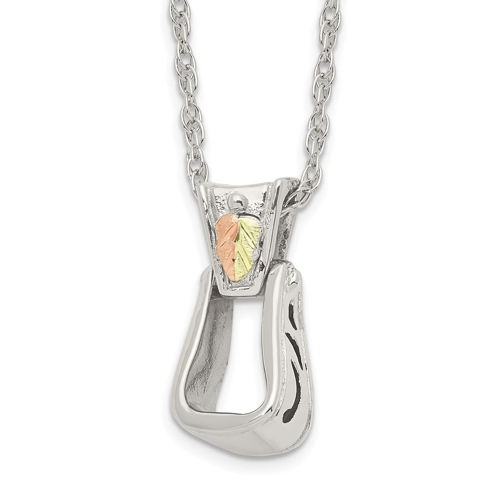 Sterling Silver Landstrom'S Mt. Rushmore Black Hills 12K Gold Accents Stirrup 18 Inch Spring Ring Clasp Necklace