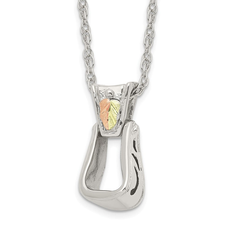 Sterling Silver Landstrom'S Mt. Rushmore Black Hills 12K Gold Accents Stirrup 18 Inch Spring Ring Clasp Necklace
