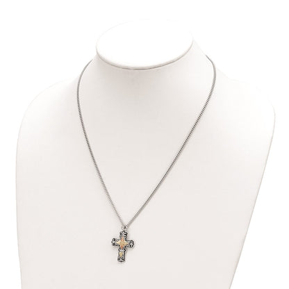 Sterling Silver Landstrom'S Mt. Rushmore Black Hills 12K Gold Accents Antiqued Cross 18 Inch Spring Ring Clasp Necklace