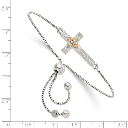Sterling Silver Landstrom'S Mt. Rushmore Black Hills 12K Accents Gold Cross Adjustable Bracelet
