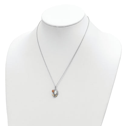 Sterling Silver Landstrom'S Mt. Rushmore Black Hills 12K Gold Accents Rose And Lab Created White Opal 18 Inch Spring Ring Clasp Necklace