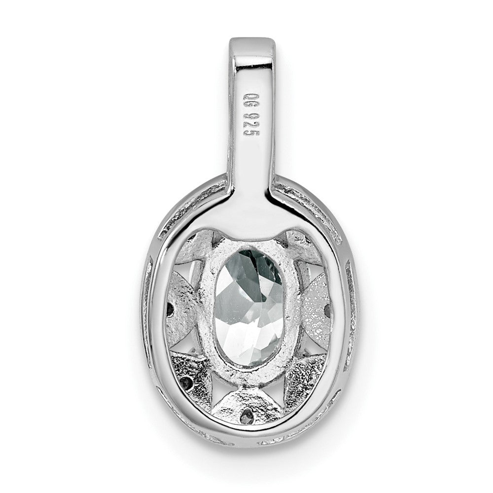 Sterling Silver Rhodium-Plated Diam. & White Topaz Pendant