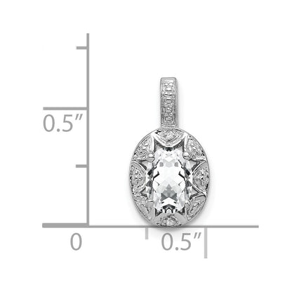 Sterling Silver Rhodium-Plated Diam. & White Topaz Pendant