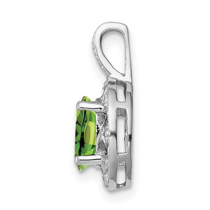 Sterling Silver Rhodium-Plated Diam. & Peridot Pendant