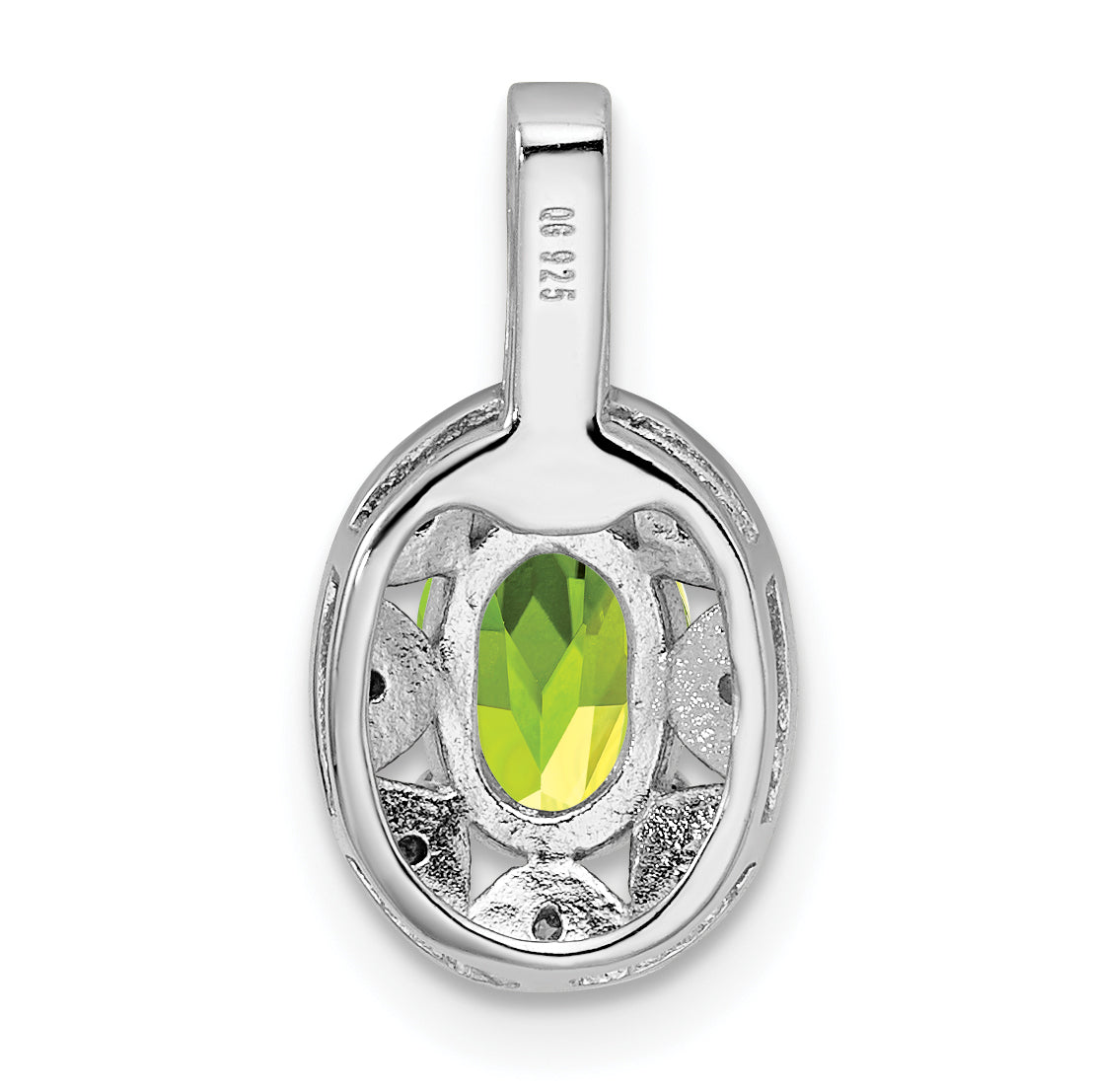 Sterling Silver Rhodium-Plated Diam. & Peridot Pendant