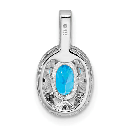 Sterling Silver Rhodium-Plated Diam. & Blue Topaz Pendant