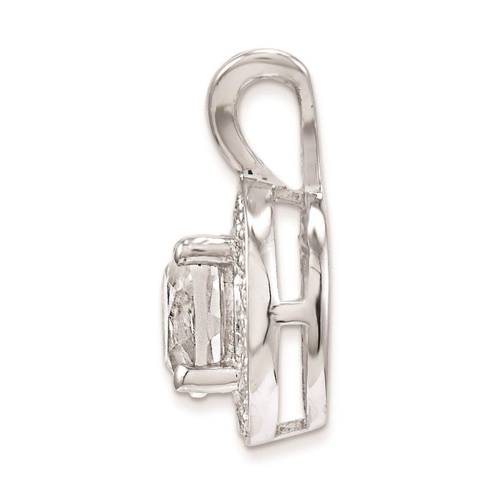 Sterling Silver Rhodium-Plated Diamond & White Topaz Pendant