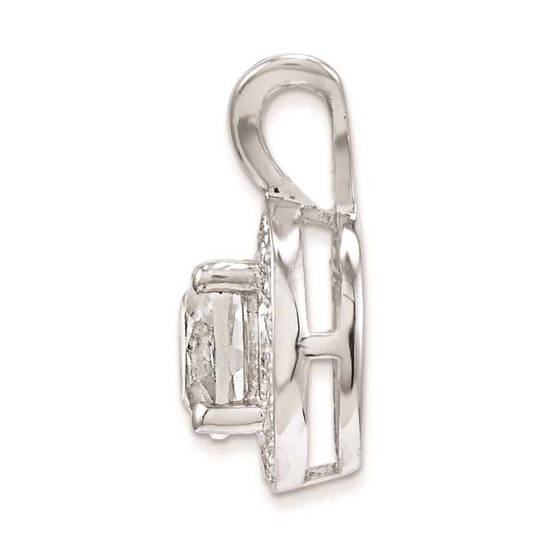 Sterling Silver Rhodium-Plated Diamond & White Topaz Pendant
