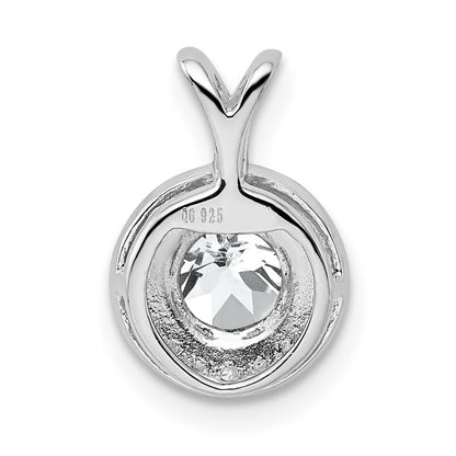 Sterling Silver Rhodium-Plated Diamond & White Topaz Pendant
