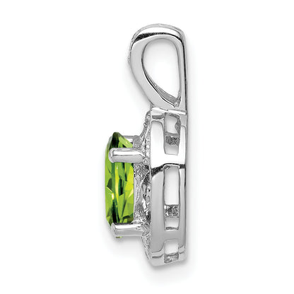 Sterling Silver Rhodium-Plated Diam. & Peridot Pendant