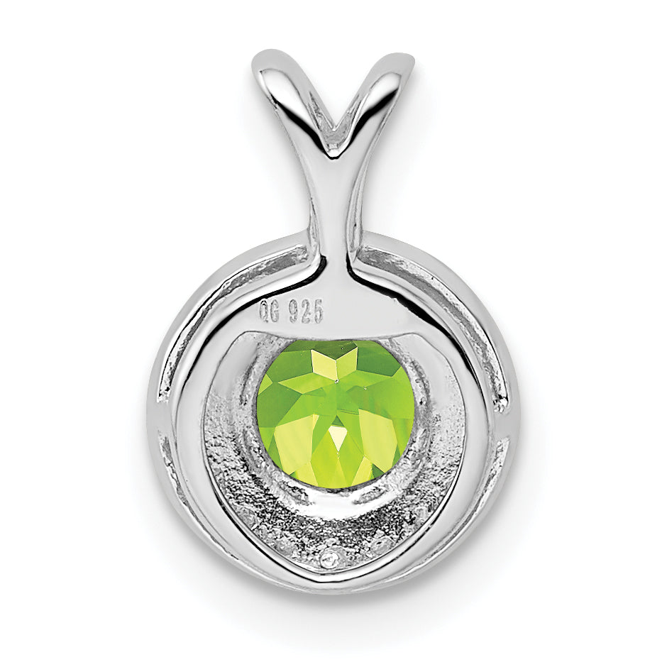 Sterling Silver Rhodium-Plated Diam. & Peridot Pendant