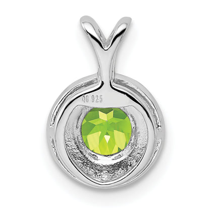 Sterling Silver Rhodium-Plated Diam. & Peridot Pendant