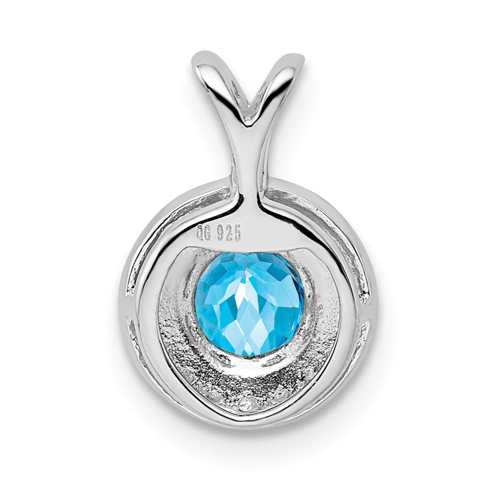 Sterling Silver Rhodium-Plated Diam. & Blue Topaz Pendant