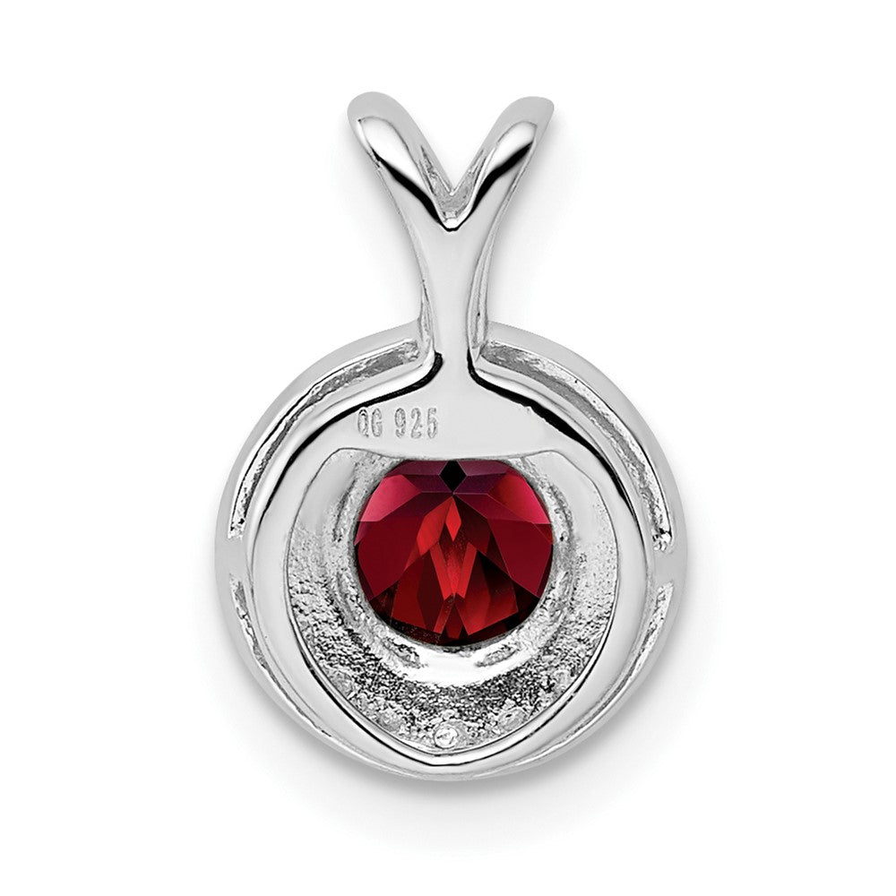 Sterling Silver Rhodium-Plated Diam. & Garnet Pendant
