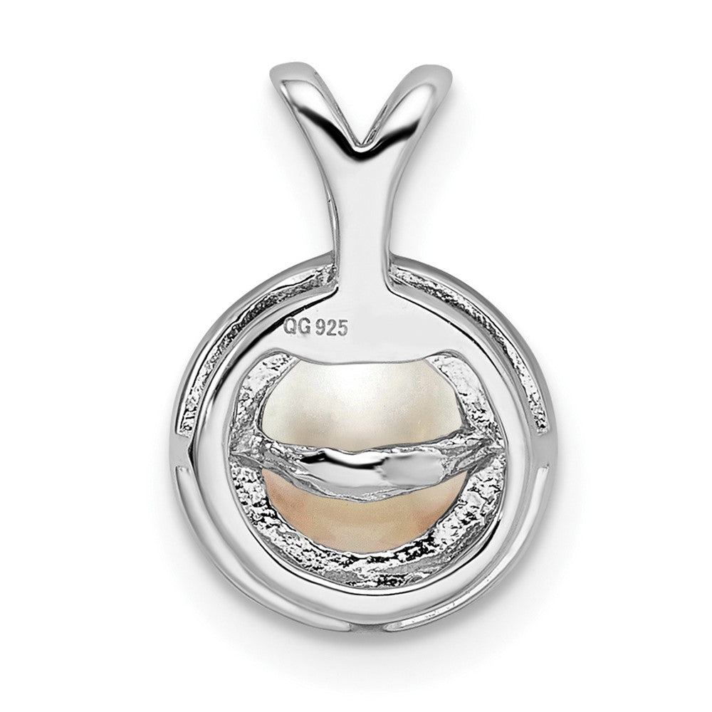 Sterling Silver Rhodium-Plated Diam. & Fw Cultured Pearl Pendant