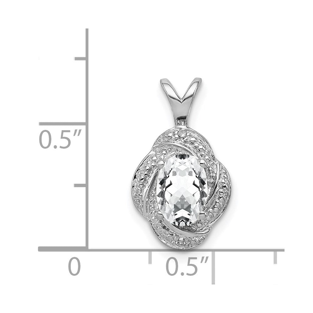 Sterling Silver Rhodium-Plated Diam. & White Topaz Pendant