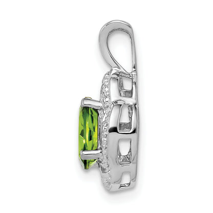 Sterling Silver Rhodium-Plated Diam. & Peridot Pendant