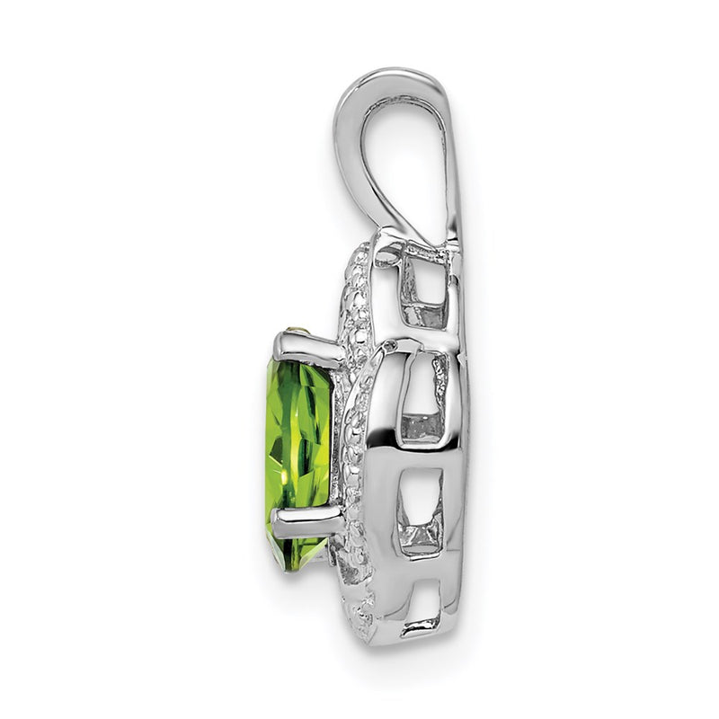 Sterling Silver Rhodium-Plated Diam. & Peridot Pendant