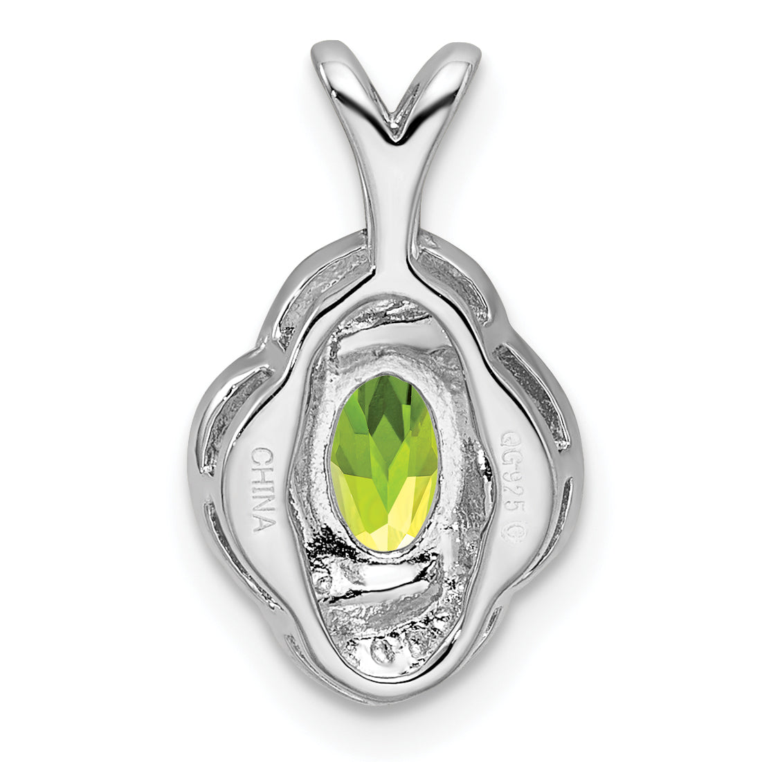 Sterling Silver Rhodium-Plated Diam. & Peridot Pendant