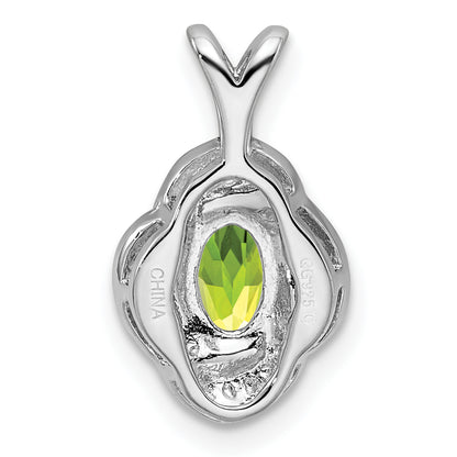 Sterling Silver Rhodium-Plated Diam. & Peridot Pendant