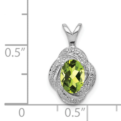 Sterling Silver Rhodium-Plated Diam. & Peridot Pendant