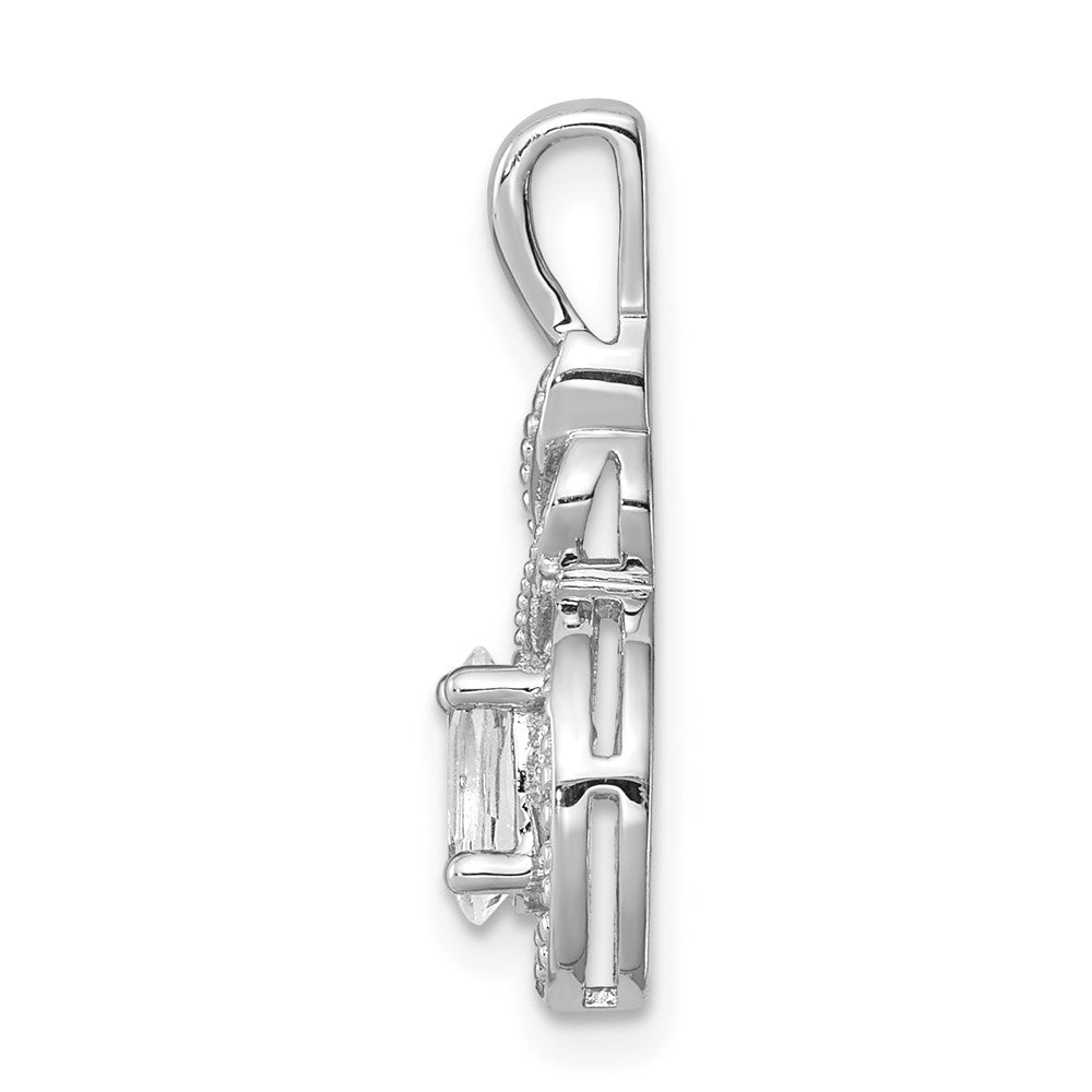 Sterling Silver Rhodium-Plated White Topaz & Diam. Pendant