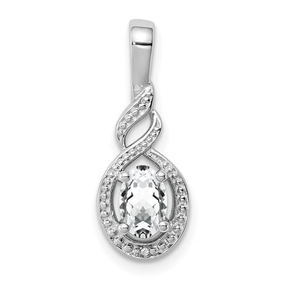 Sterling Silver Rhodium-Plated White Topaz & Diam. Pendant