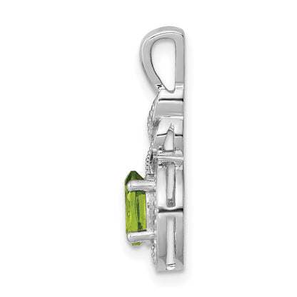 Sterling Silver Rhodium-Plated Peridot & Diam. Pendant