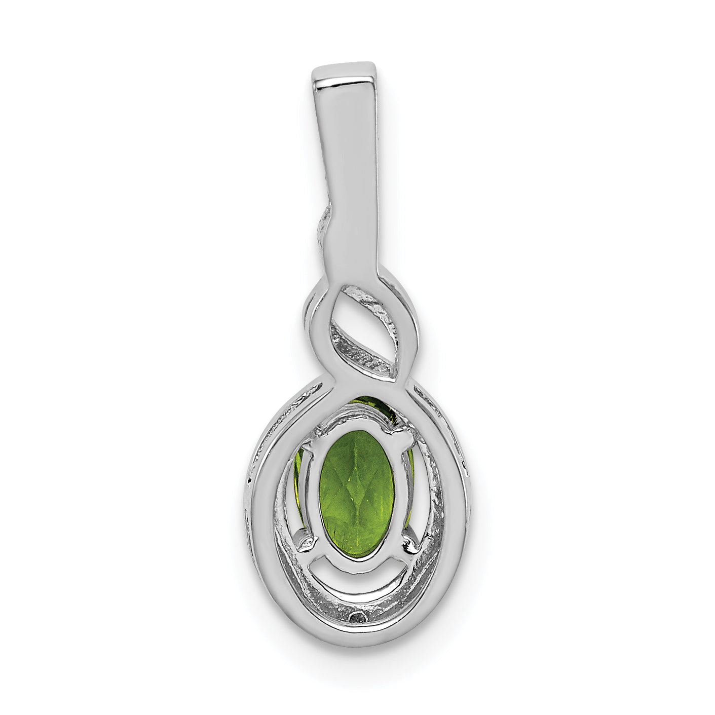 Sterling Silver Rhodium-Plated Peridot & Diam. Pendant