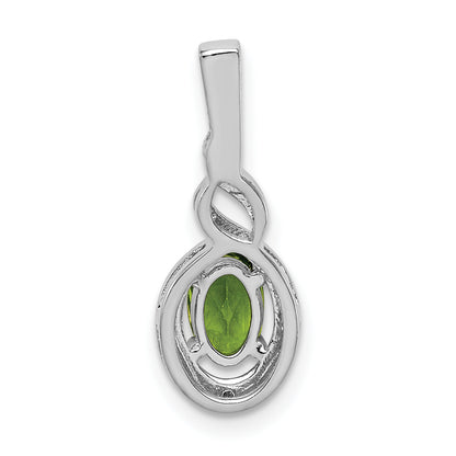 Sterling Silver Rhodium-Plated Peridot & Diam. Pendant