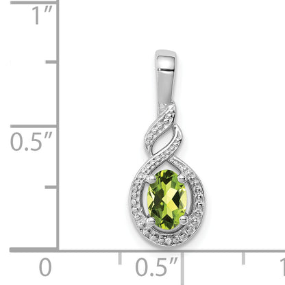Sterling Silver Rhodium-Plated Peridot & Diam. Pendant