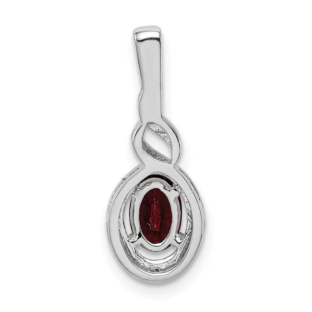 Sterling Silver Rhodium-Plated Garnet & Diam. Pendant