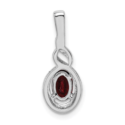Sterling Silver Rhodium-Plated Garnet & Diam. Pendant