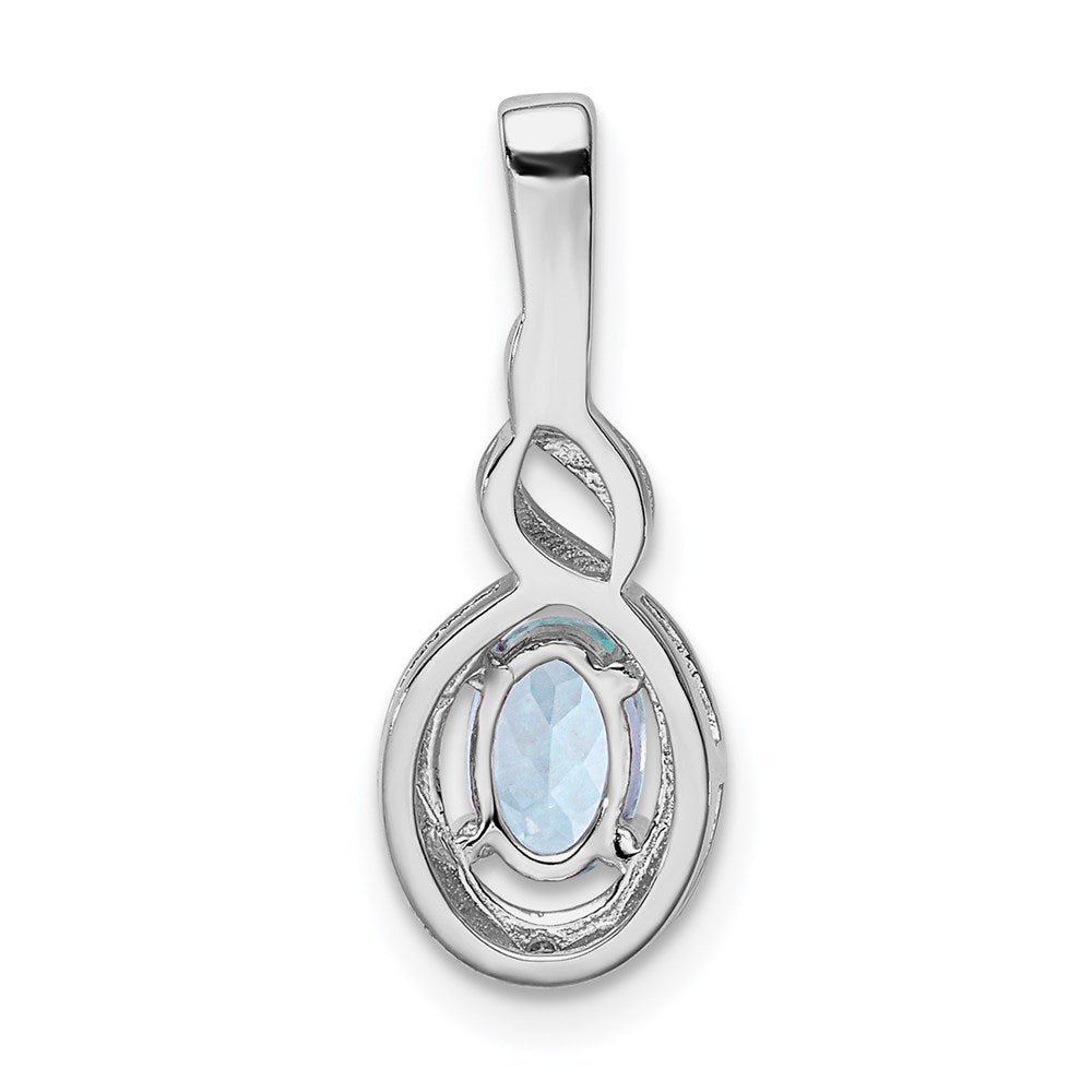 Sterling Silver Rhodium-Plated Aquamarine & Diam. Pendant