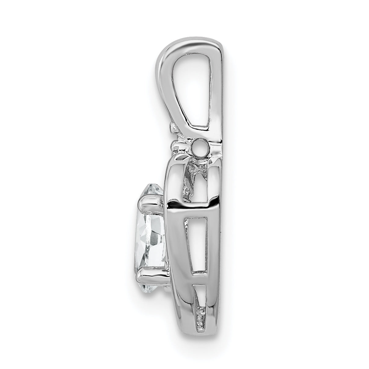 Sterling Silver Rhodium-Plated White Topaz & Diam. Pendant