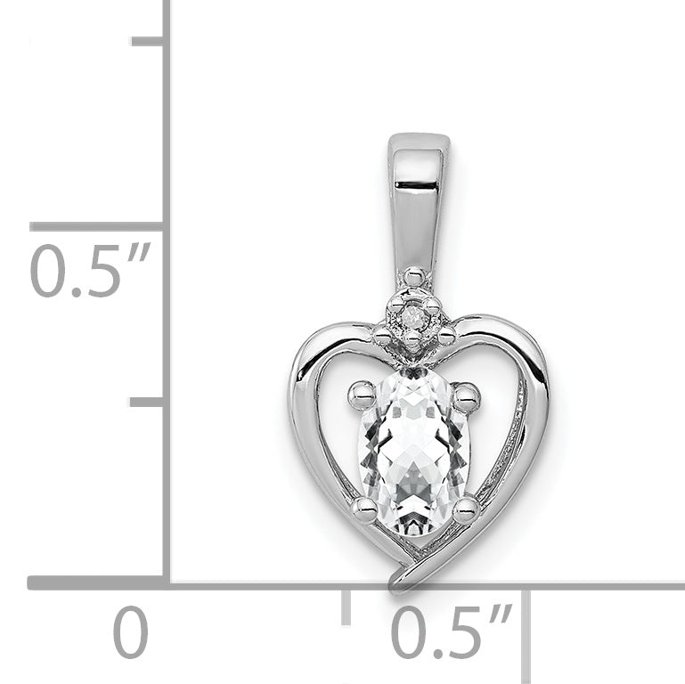 Sterling Silver Rhodium-Plated White Topaz & Diam. Pendant