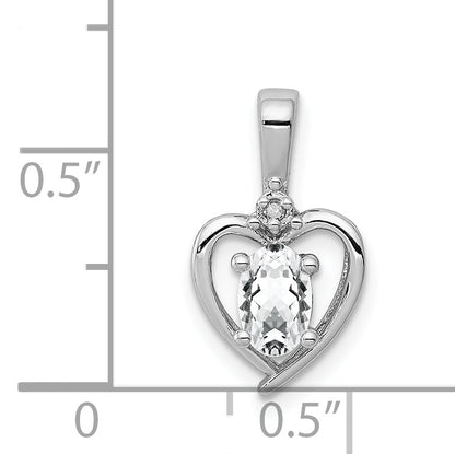 Sterling Silver Rhodium-Plated White Topaz & Diam. Pendant