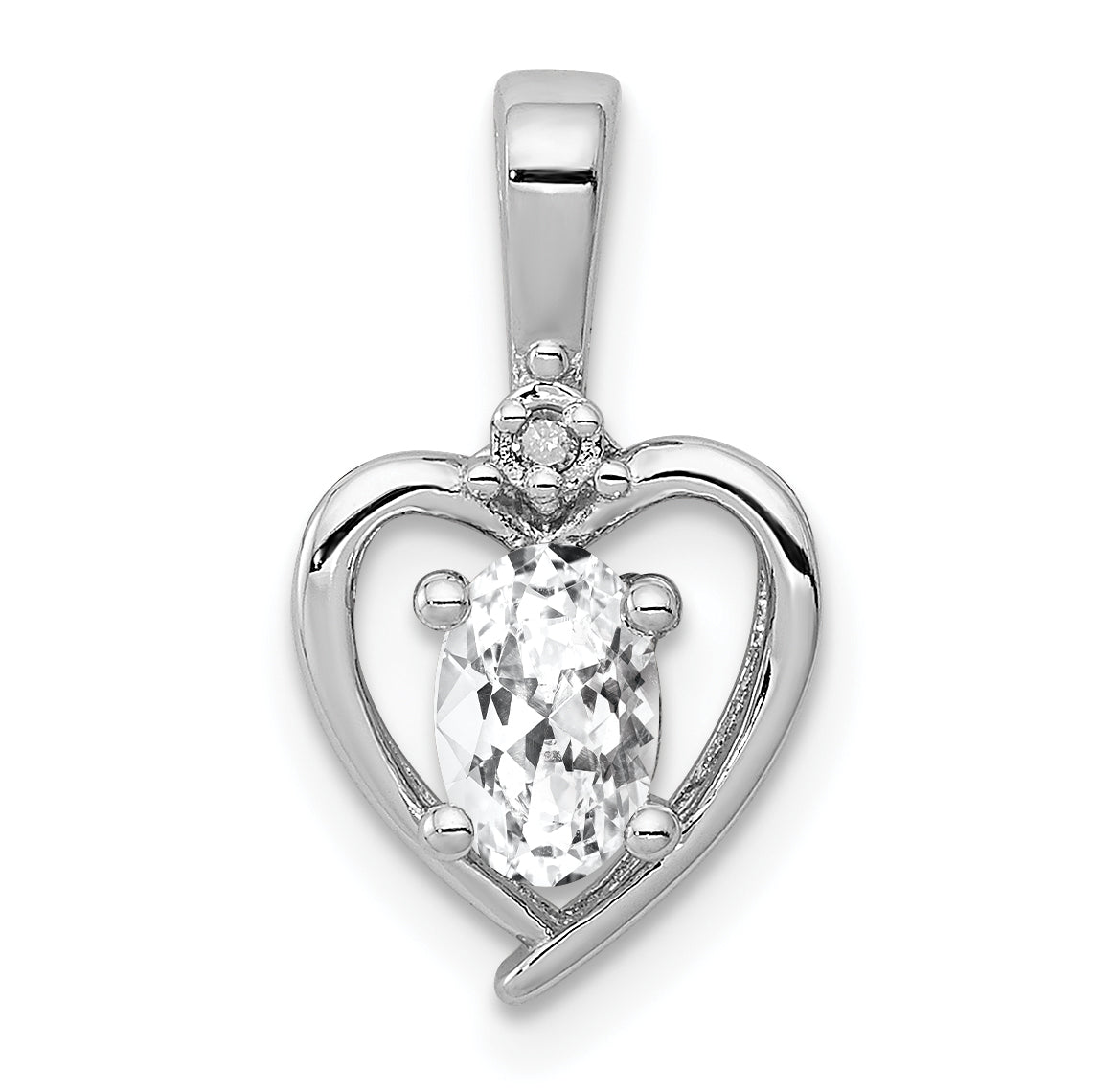Sterling Silver Rhodium-Plated White Topaz & Diam. Pendant