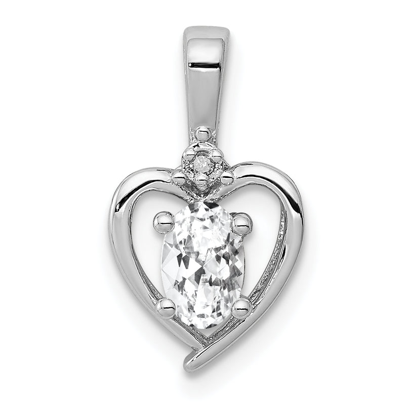 Sterling Silver Rhodium-Plated White Topaz & Diam. Pendant